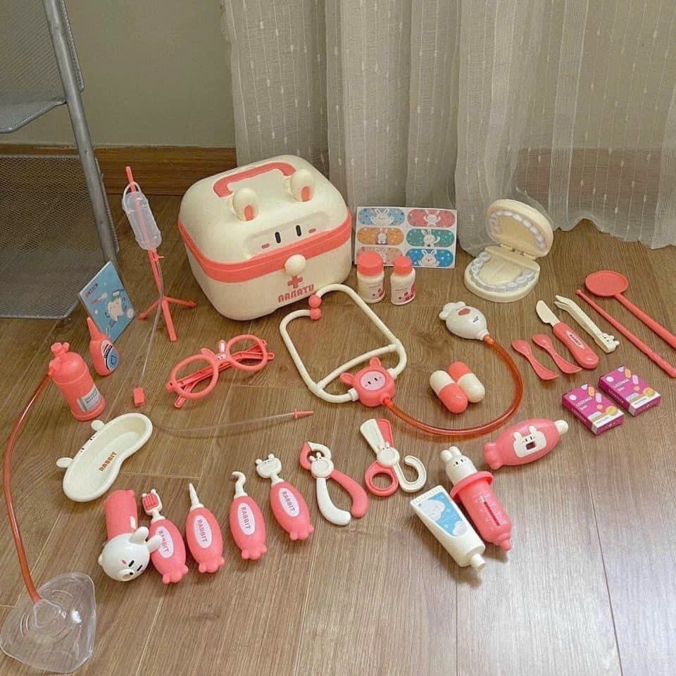 Đồ chơi bác sĩ cho bé gái bé trai, đồ chơi bác sĩ thỏ, chất liệu nhựa nguyên sinh ABS cao cấp