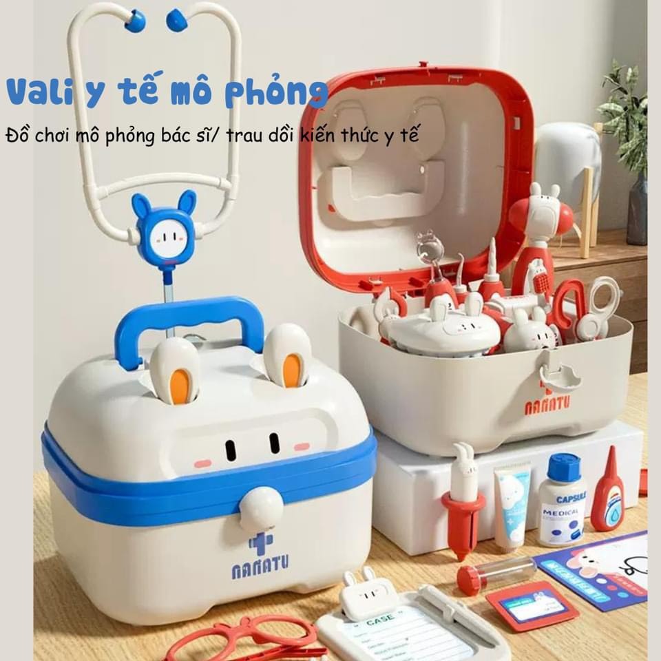 Đồ chơi bác sĩ cho bé gái bé trai, đồ chơi bác sĩ thỏ, chất liệu nhựa nguyên sinh ABS cao cấp