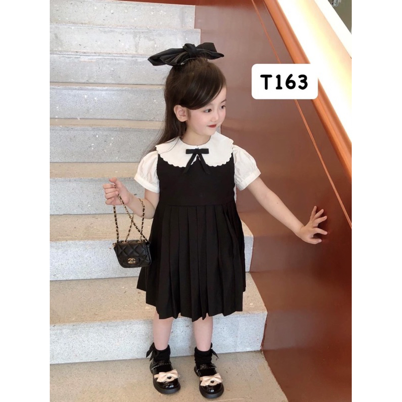 VÁY PHỐI CỔ SEN KHUY SAU CHO BÉ GÁI HÀNG QC