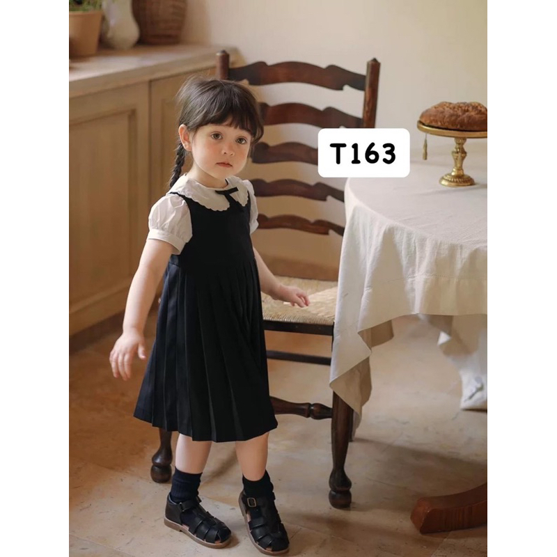 VÁY PHỐI CỔ SEN KHUY SAU CHO BÉ GÁI HÀNG QC