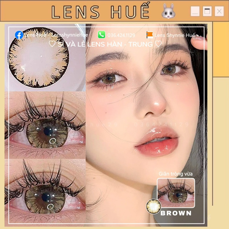 (HÀNG CÓ CẬN)✨Lens kính áp tròng màu nâu BROWN vân hoa tone Hàn Quốc, Trung Quốc - Lens Huế 🐰NANN