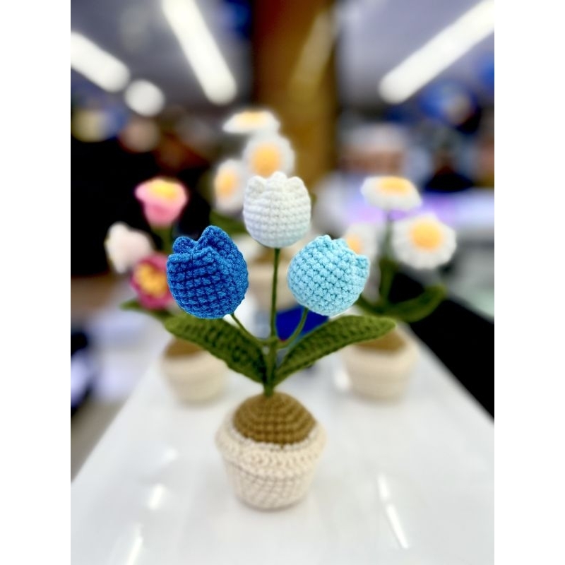 Chậu hoa mini bằng len handmade