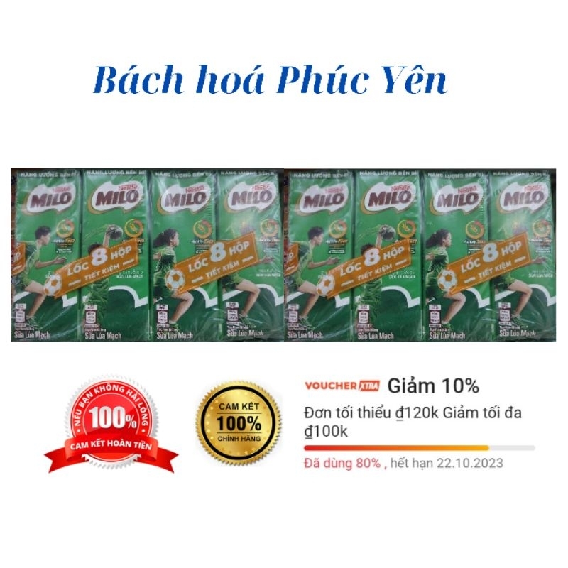 Lốc 8 hộp Sữa lúa mạch Nestle Milo có đường 180ml
