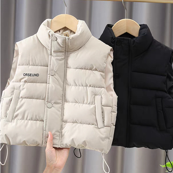 Áo phao gile cho bé siêu nhẹ lót bông cho bé trai bé gái từ 8-24kg họa tiết chữ thêu phong cách thời trang GL02