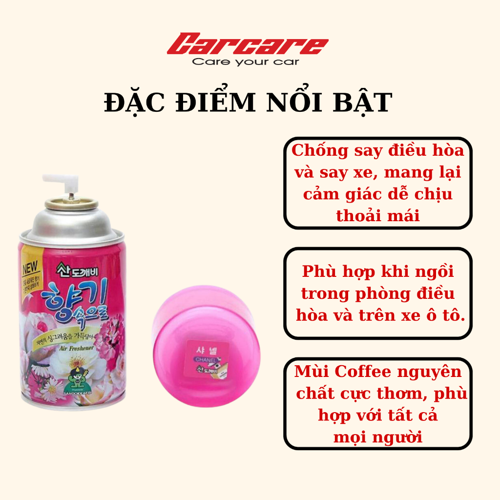 BÌNH XỊT KHỬ MÙI Ô TÔ HƯƠNG CAFE - HÀN QUỐC