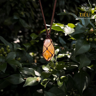 Vòng cổ/dây chuyền Citrine - thach anh Vàng tết Macrame