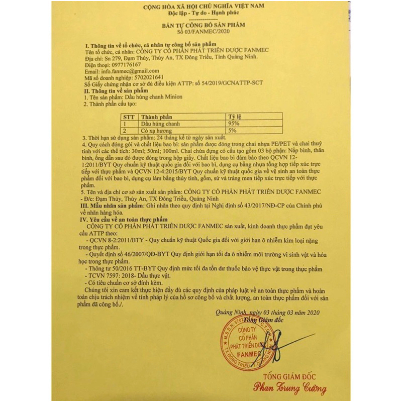 Tinh dầu húng chanh MINION Gold lên men 30ml