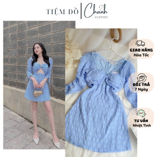 ĐẦM XỐP CUTOUT NƠ NGỰC SẴN MÚT( KÈM ẢNH THẬT)