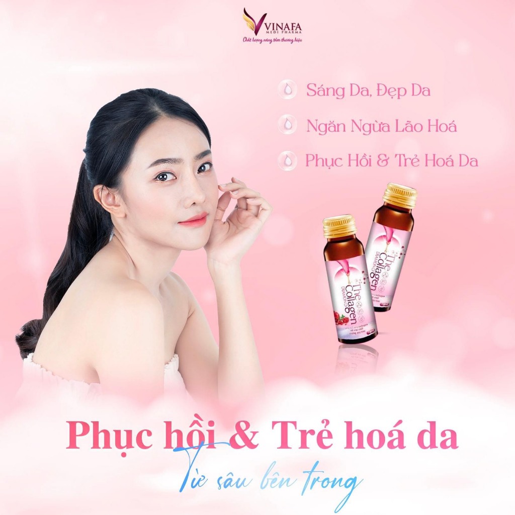 Collagen uống trắng da, mờ thâm nám, chống oxy hóa, giảm sạm nám da Collagen peptide 6000mg - Hộp 10 chai x 30ml