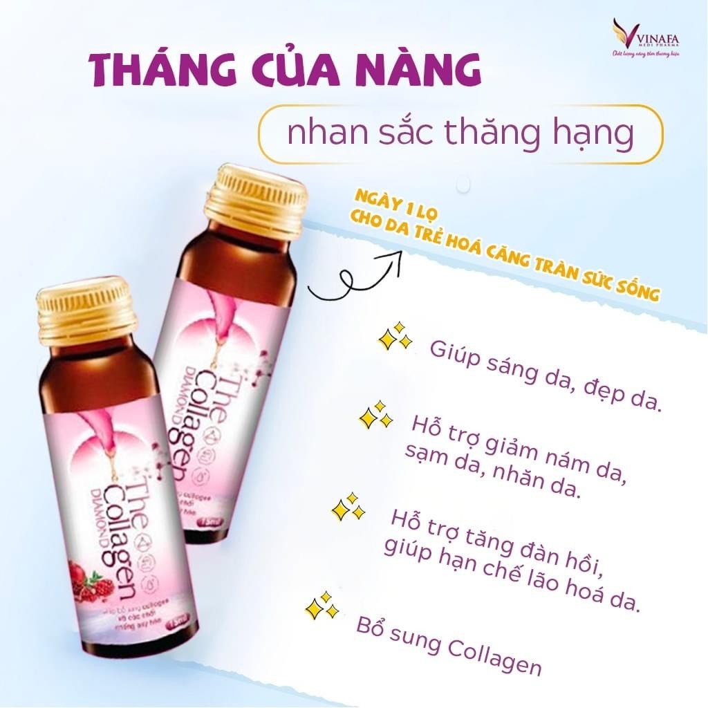 Collagen uống trắng da, mờ thâm nám, chống oxy hóa, giảm sạm nám da Collagen peptide 6000mg - Hộp 10 chai x 30ml