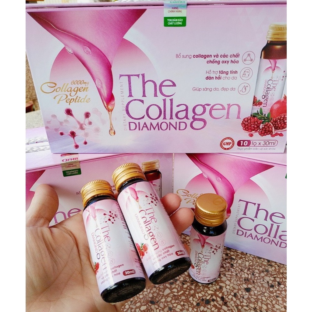 Collagen uống trắng da, mờ thâm nám, chống oxy hóa, giảm sạm nám da Collagen peptide 6000mg - Hộp 10 chai x 30ml