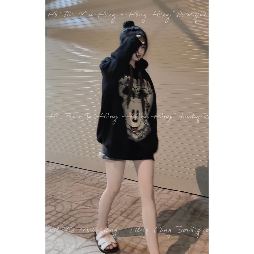 Áo Nỉ Thụng Có Mũ Mickey Loang Dài Tay Dáng Thụng Trùm Áo Hoodie Freesize Form Rộng B310202