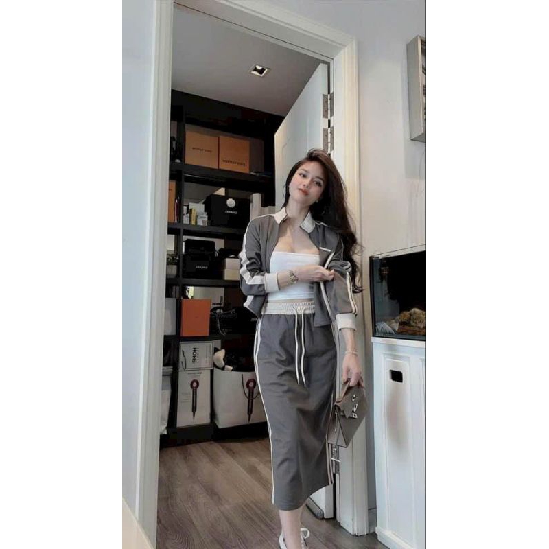 Sét nỉ umi áo phối màu và chân váy siêu đẹp