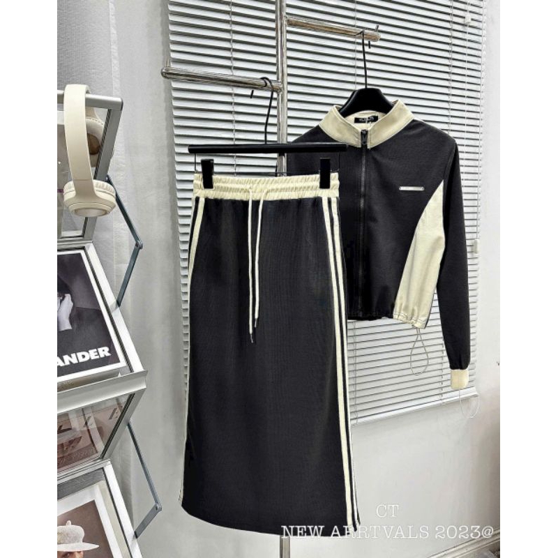 Sét nỉ umi áo phối màu và chân váy siêu đẹp