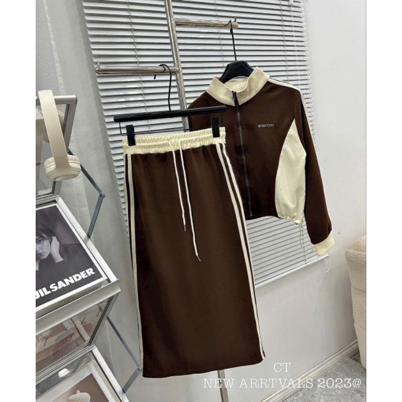 Sét nỉ umi áo phối màu và chân váy siêu đẹp