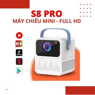 Máy Chiếu Mini S8 PRO nhỏ gọn Full HD kết nối wifi bluetooth có loa ngoài