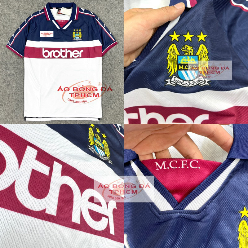 RETRO.MANClTY 97/98-Áo Bóng Đá RETRO CLASSlC hàng Thái cao cấp -RETRO.Mancity97/98 Trắng