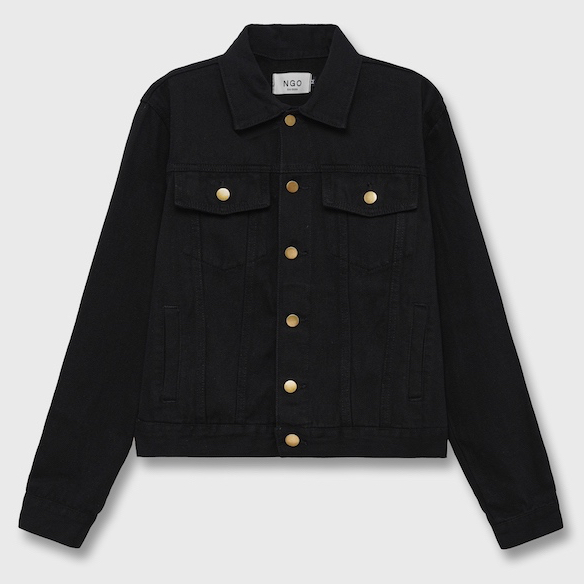 Khoác Jeans Nam Dày Dặn Form Crop Màu Đen NGO - Crop Denim Jacket