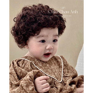 Tóc giả xoăn xù cho bé vòng đầu 40-44cm Chin Chau Anh ( SẴN)