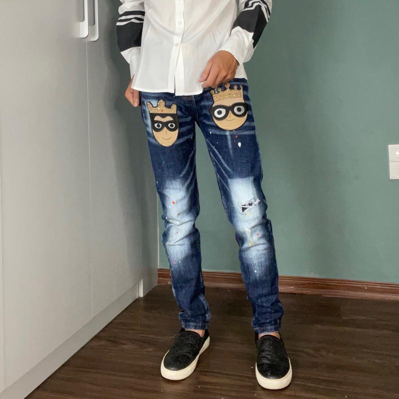 Quần Jeans DSQ Nam Thêu Logo Hình Siêu Chất - Quần DSQ2 Nam Vẩy Sơn Cao Cấp Hót 2023