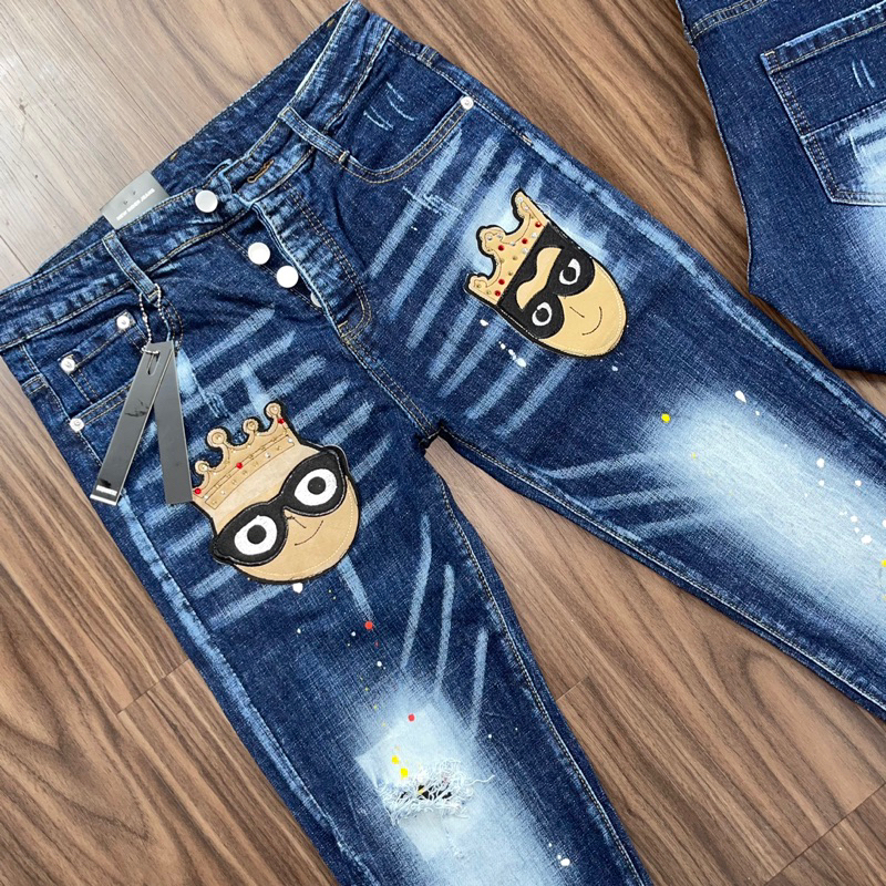 Quần Jeans DSQ Nam Thêu Logo Hình Siêu Chất - Quần DSQ2 Nam Vẩy Sơn Cao Cấp Hót 2023