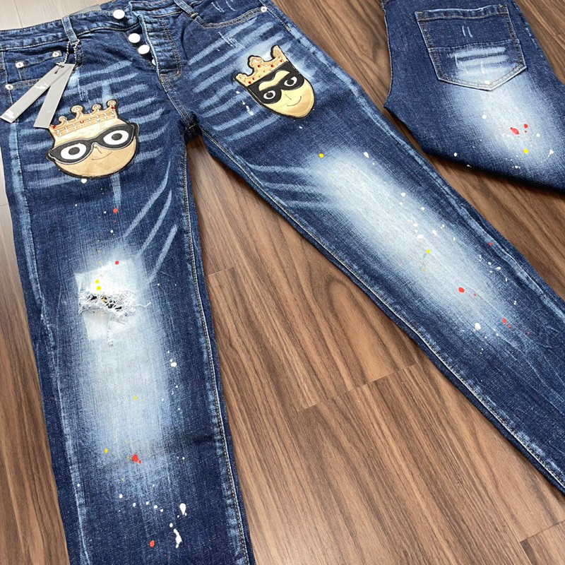 Quần Jeans DSQ Nam Thêu Logo Hình Siêu Chất - Quần DSQ2 Nam Vẩy Sơn Cao Cấp Hót 2023