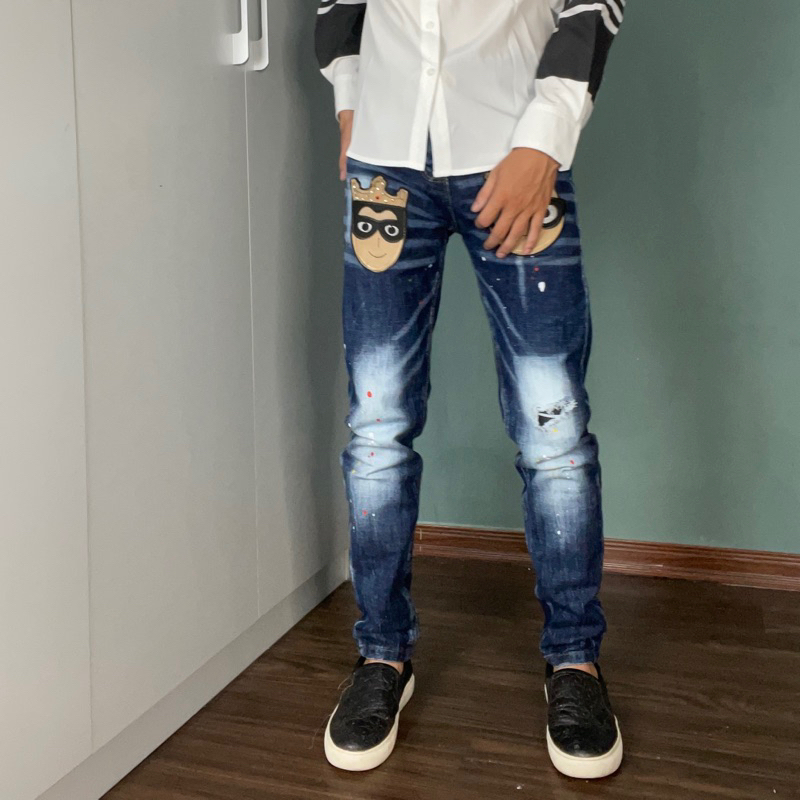 Quần Jeans DSQ Nam Thêu Logo Hình Siêu Chất - Quần DSQ2 Nam Vẩy Sơn Cao Cấp Hót 2023