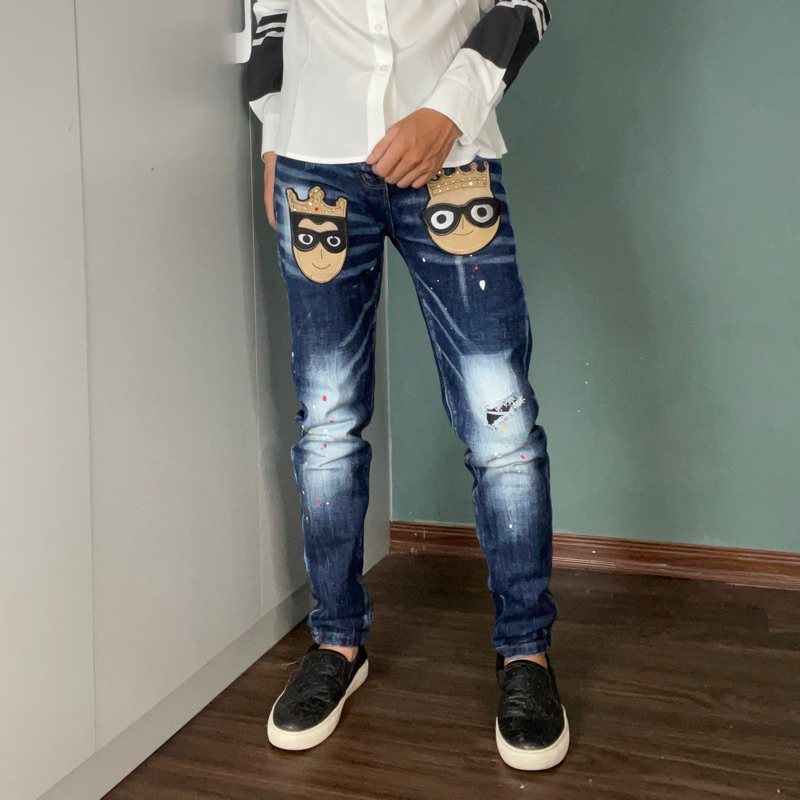 Quần Jeans DSQ Nam Thêu Logo Hình Siêu Chất - Quần DSQ2 Nam Vẩy Sơn Cao Cấp Hót 2023
