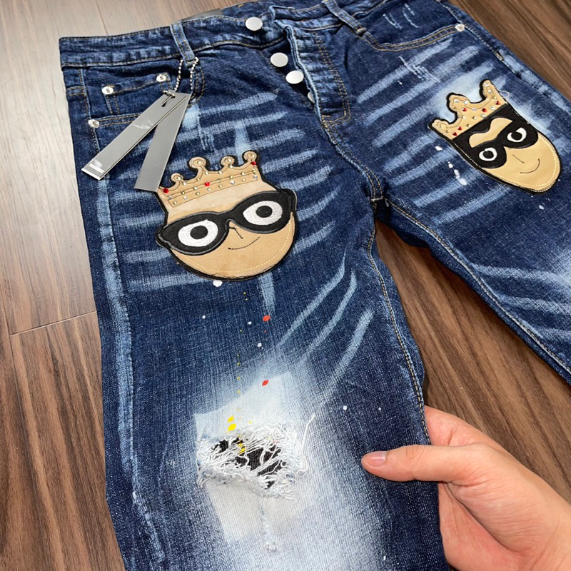 Quần Jeans DSQ Nam Thêu Logo Hình Siêu Chất - Quần DSQ2 Nam Vẩy Sơn Cao Cấp Hót 2023