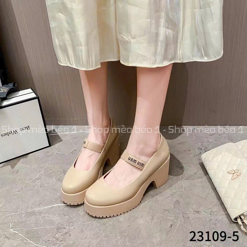 Giày cao gót miu quai ngang đế đúp gót trụ fullbox hàng quảng châu cao cấp