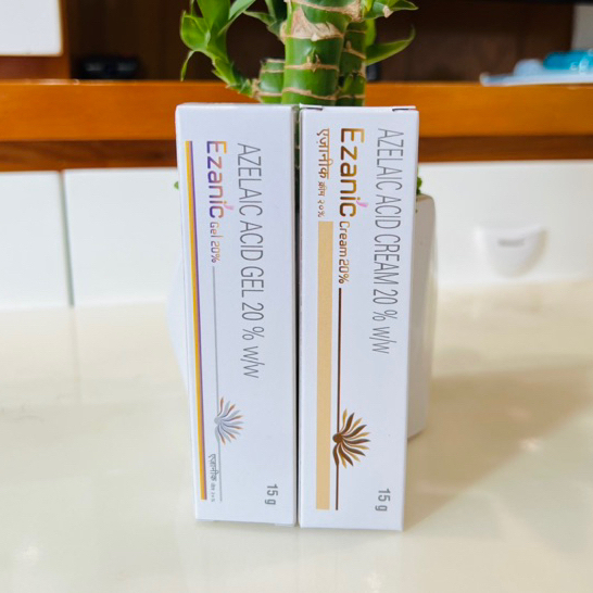 Kem giảm mụn Azelaic Acid 20 % Ezanic Gel, Cream dưỡng trắng da mờ thâm hiệu quả - Unipharma 15g