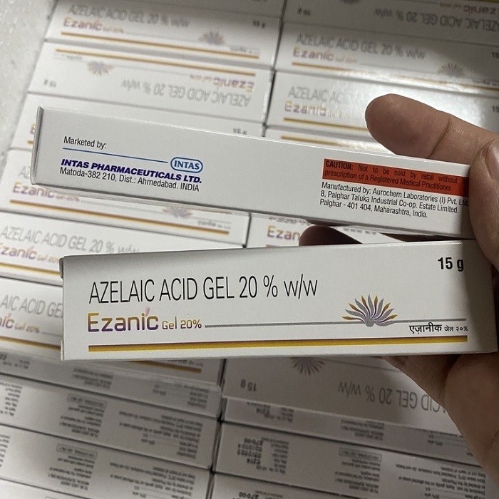 Kem giảm mụn Azelaic Acid 20 % Ezanic Gel, Cream dưỡng trắng da mờ thâm hiệu quả - Unipharma 15g