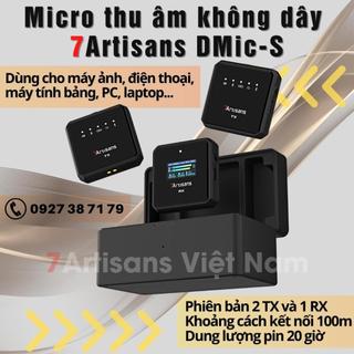 Micro thu âm không dây 7Artisans DMic-S chống ồn dùng cho máy ảnh, điện thoại, máy tính bảng, PC, laptop...Pin 20 giờ
