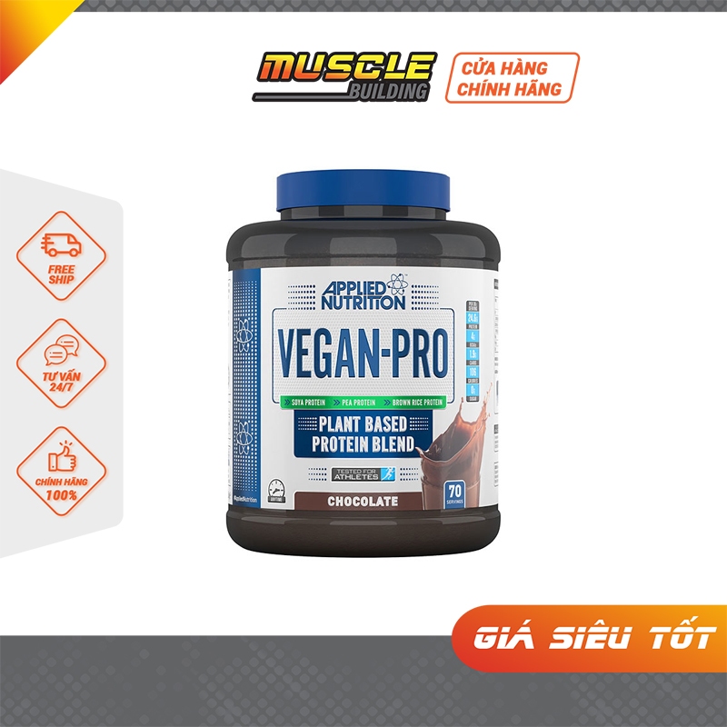 Vegan Pro Sữa Đạm Thực Vật Protein Thực Vật Không Làm Nổi Mụn Giúp Tăng Cơ Applied Vegan Pro 2.1Kg - UK