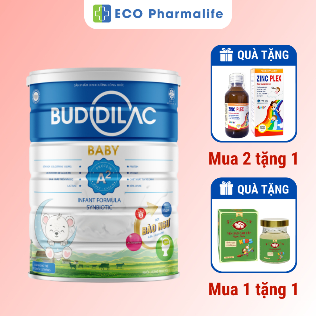 Sữa Bột BUDDILAC Baby Giúp Bé Ăn Ngon Ngủ Sâu, Tăng Sức Đề Kháng, Phát Triển Trí Não Lon 900g