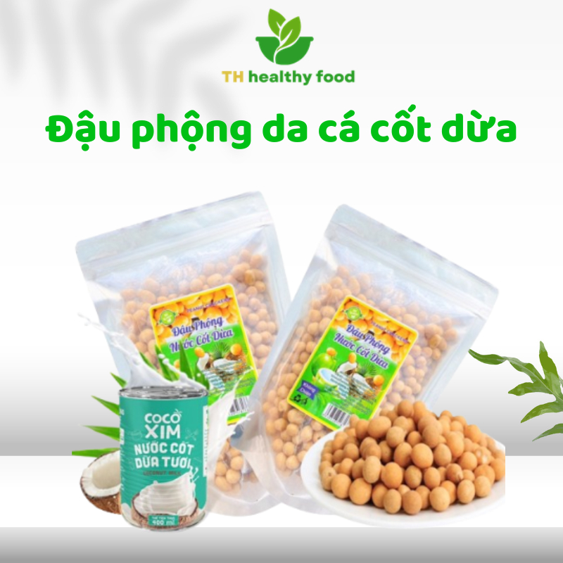 Đậu phộng da cá nước cốt dừa TH Healthy Food hộp 500gr, Đậu phộng da cá tỏi ớt giòn ngon đậm vị