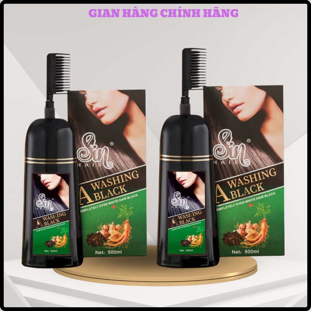 Combo 2 chai dầu gội phủ bạc SIN HAIR màu đen chính hãng Nhật Bản 500ml up4
