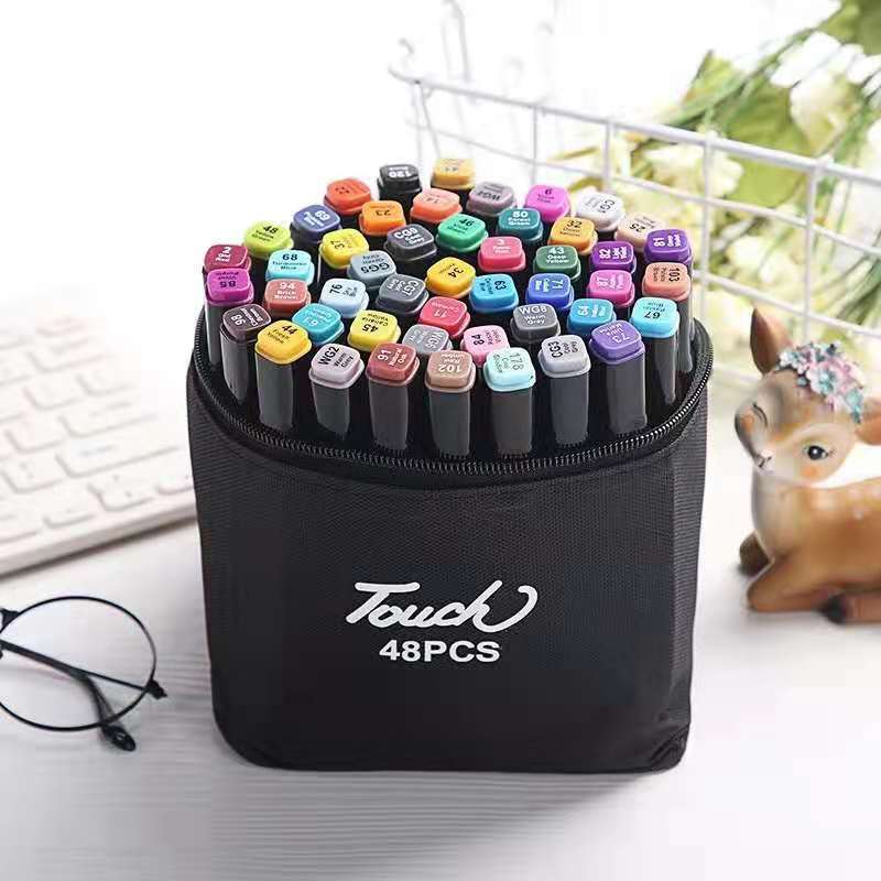 Bút màu dạ marker 24 36 48 60 80 cây màu Touch tặng kèm túi