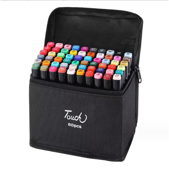 Bút màu dạ marker 24 36 48 60 80 cây màu Touch tặng kèm túi