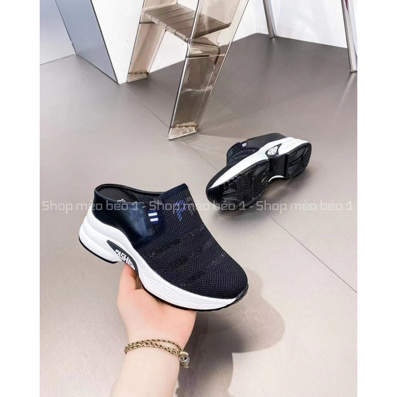 Sục vải mũi tròn PP đá đen ngang đế trắng cao fullbox hàng quảng châu cao cấp