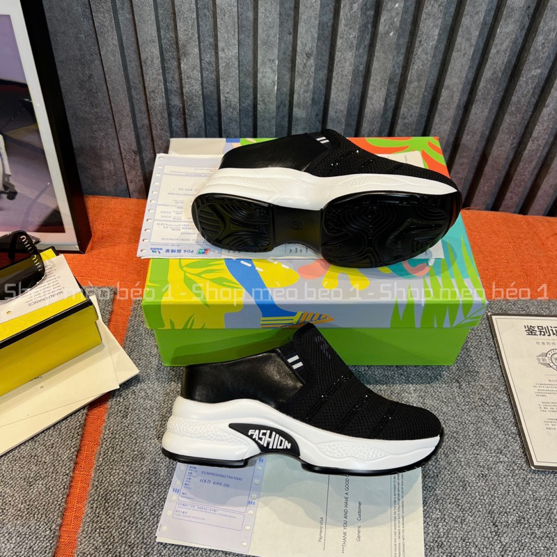 Sục vải mũi tròn PP đá đen ngang đế trắng cao fullbox hàng quảng châu cao cấp