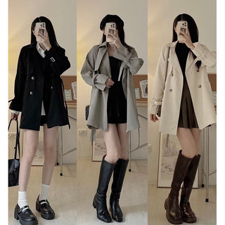 Áo khoác mangto 4 cúc kèm đai style hàn quốc audre