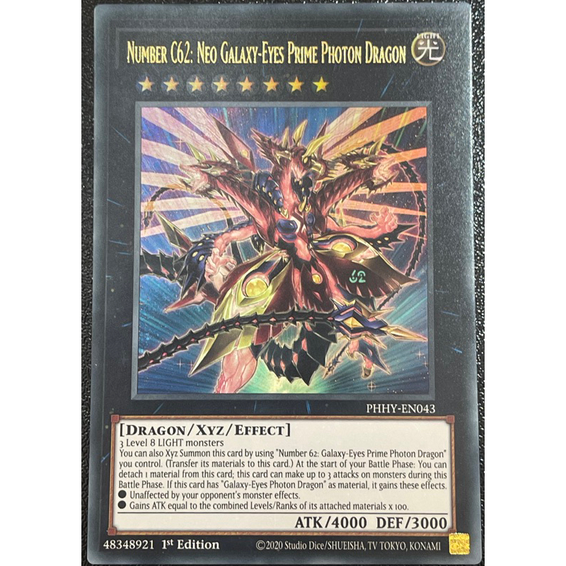 Number C62: Neo Galaxy-Eyes Prime Photon Dragon - PHHY-EN043 Ultra Rare 1st Edition