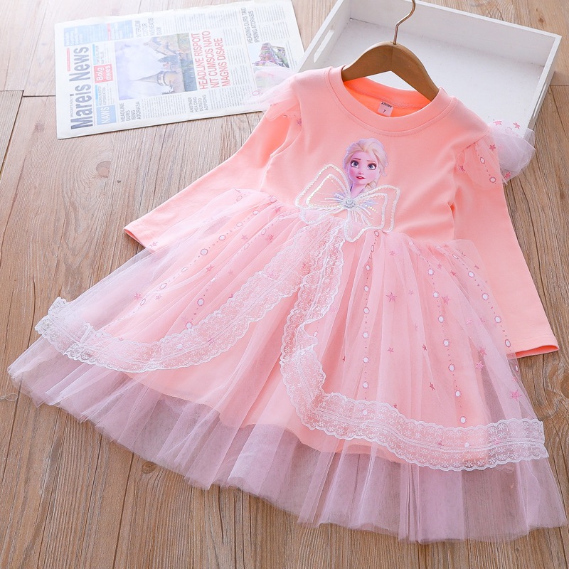 Váy Công Chúa Họa Tiết Elsa SIÊU ĐÁNG YÊU cho bé gái, váy mùa đông dày mềm mịn, hàng Quảng Châu Cao Cấp