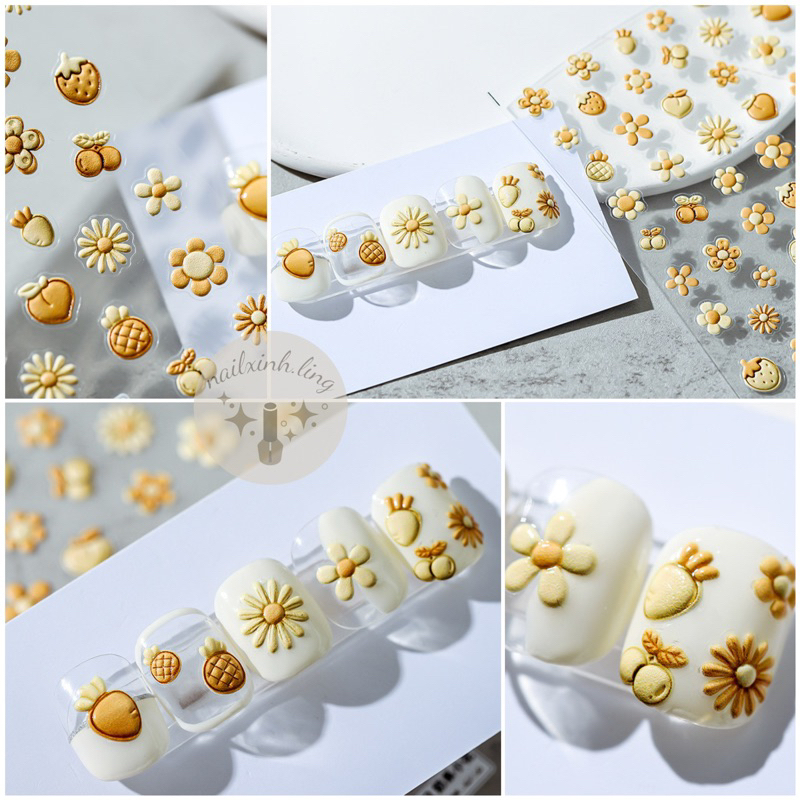 Miếng Dán Trang Trí Móng Tay In Nổi Họa Tiết Bông Hoa 5D Tensor Pro, Hình Dán TS-1252 , Sticker Dán Nail TS1411