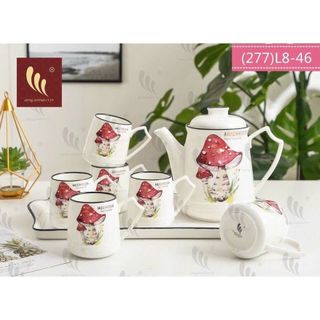 Bộ ấm chén khay sứ Camellia (size to)