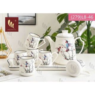 Bộ ấm chén khay sứ Camellia (size to)