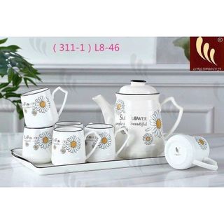 Bộ ấm chén khay sứ Camellia (size to)