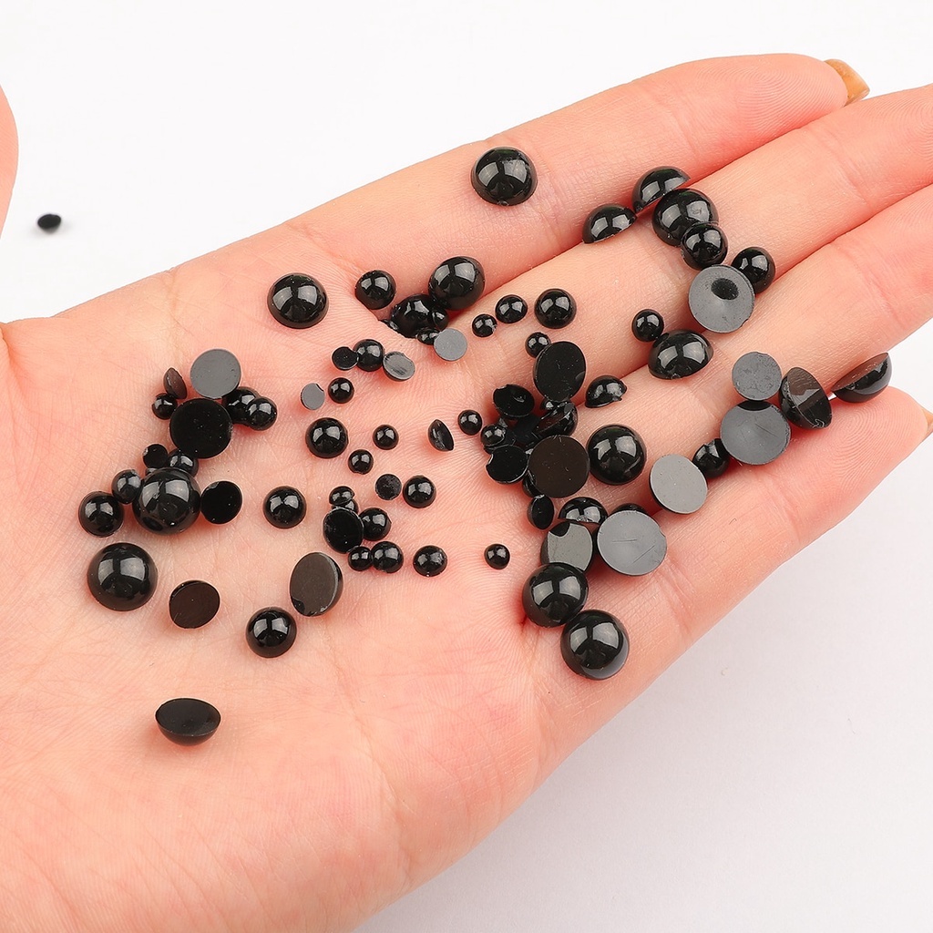 Mắt Nhựa Màu Đen Hình Tròn Kích Thước 4-8mm Cho Búp Bê, Gấu Bông