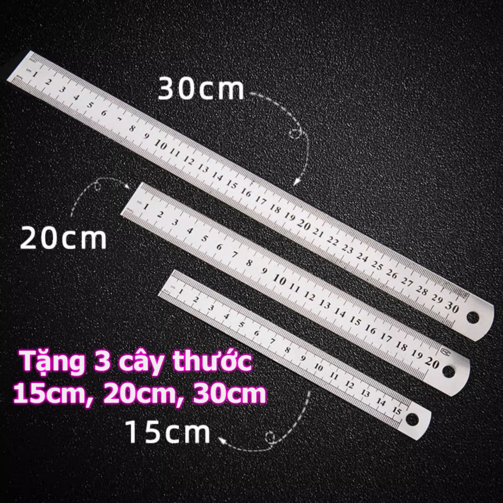Đèn kỹ thuật 220v-12w đế từ gắn máy khoan bàn, phay, tiện TẶNG 3 CÂY THƯỚC 15CM, 20CM, 30CM BẰNG THÉP KHÔNG RỈ
